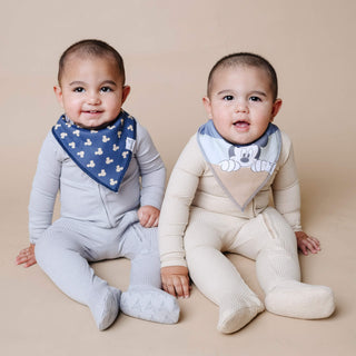 Copper Pearl Mickey Mouse and Friends baby bandana bib set featuring playful Disney character designs on soft cotton bibs.