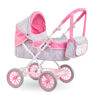 Corolle 14" & 17" & 20" Doll Carriage Stroller - Bright Pink Floral