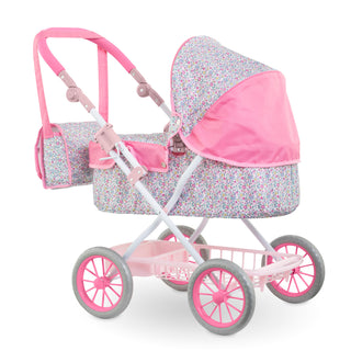 Corolle 14" & 17" & 20" Doll Carriage Stroller - Bright Pink Floral