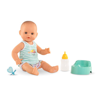 Corolle 14" Doll - Drink and Wet Baby 14" Doll - Paul
Baby doll with accessories on a white background
