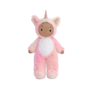 Olli Ella Cozy Day Dinkum Kittycorn doll with pompom, soft plush toy featuring a cute kittycorn design and colorful details.