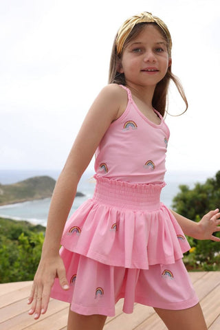 Lola & the Boys Crystal Rainbow Summer Set 2-piece outfit with colorful, sparkly fabric for kids' summer wear.