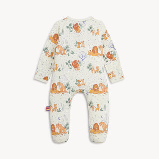 Magnetic Me X Disney Lion King modal footie by Magnificent Baby, soft fabric with lion king print and magnetic closures.