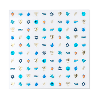 Jollity & Co Festival of Lights Nail Stickers
Sheet of stickers with Hanukkah-themed designs on a white background