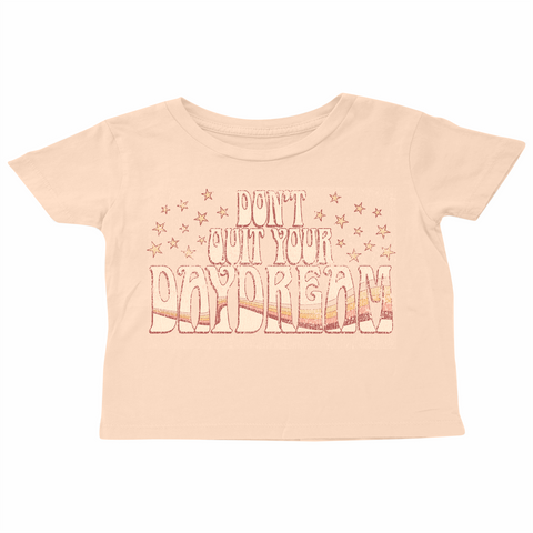 Tiny Whales Girls Daydream Faded Pink Boxy Tee Don't Quit Your Daydream