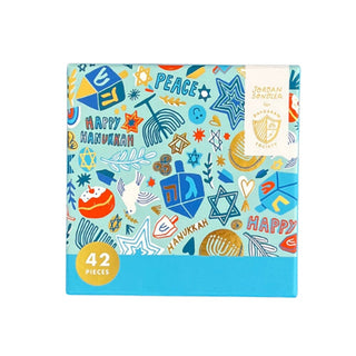 Jollity & Co Festival of Lights Mini Puzzle 
Box of Jigsaw Puzzle with Hanukkah-themed illustrations on a white background