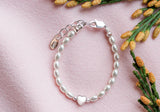 Cherished Moments Sterling Silver & Pearl Bracelet with Heart - Destiny