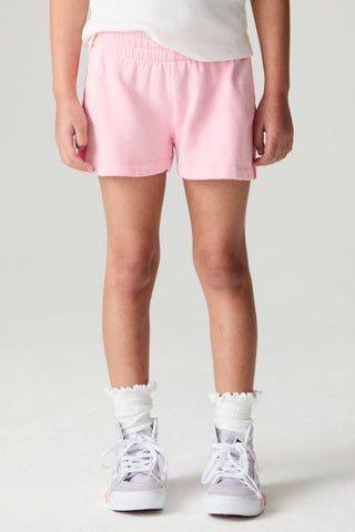 Chaser Multi Stripes Girls Shorts
Person wearing pink shorts and white sneakers on a plain background