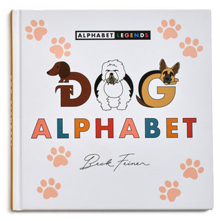 Dog Alphabet Hardcover Book
Book titled 'Dog Alphabet' by Beck Feiner with dog illustrations and paw prints on a white background.