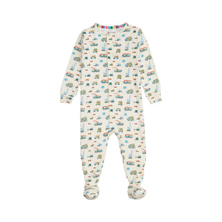 Magnetic Me Dumps Like A Truck Modal Footie
Baby onesie with vehicle pattern on a white background