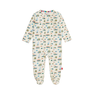 Magnetic Me Dumps Like A Truck Modal Footie
Baby onesie with vehicle pattern on a white background