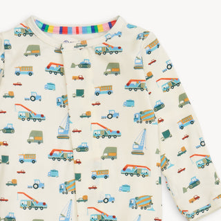 Magnetic Me Dumps Like A Truck Modal Footie
Two long-sleeve shirts with truck pattern on a white background