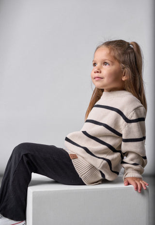 Little Bipsy Ribbed Flare Pants - Black