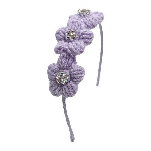 Bari Lynn Crystallized Crochet Triple Flower Headband - Lavender, Bari Lynn, Bari Lynn, Bari Lynn Headband, Bari Lynn Headbands, cf-type-headband, cf-vendor-bari-lynn, Crochet Flower, Crystal