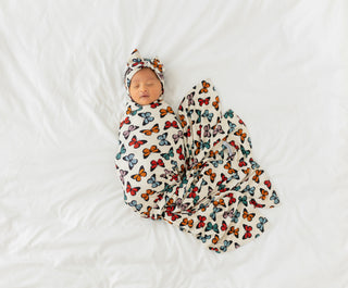 Posh Peanut, Posh Peanut Larisa Swaddle & Headband Set - Basically Bows & Bowties