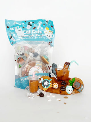 EGKD Earth Grown KidDoughs Cat Cafe KidDough Play Kit 
Cat Cafe Play Kit with toys and packaging on a white background