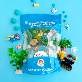 EGKD Earth Grown KidDoughs Ocean Explorer KidDough Play Kit Ocean Explorer KidDough Play Kit with toys and accessories on a blue background