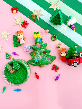 EGKD Earth Grown KidDoughs Trim A Tree KidDough Play Kit
Colorful Christmas-themed play dough set with toys on a striped background