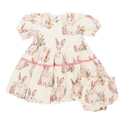 Pink Chicken Baby Girls Maribelle Dress Set - Bunny Friends