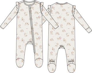 Angel Dear 2 Way Ruffle Sleeve Zipper Footie - Explorer Puppy Pink