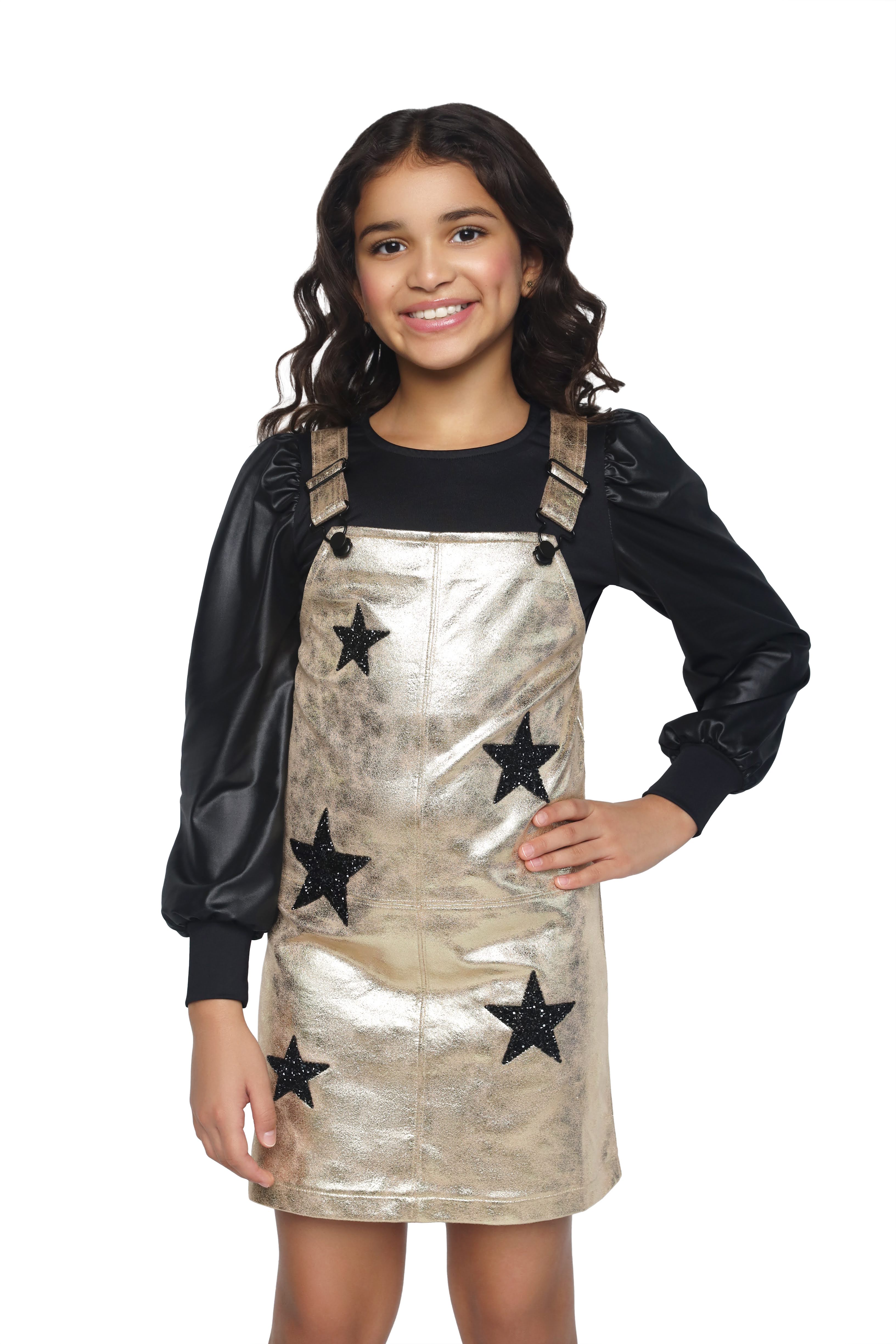 MIA New York Kids' Star Overall Dress in Gold at Nordstrom, Size Xl MIA New York Kids' Star Overall Dress in Gold at Nordstrom, Size Xl
