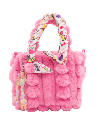 Bari Lynn Small Faux Fur Tote - Hot Pink