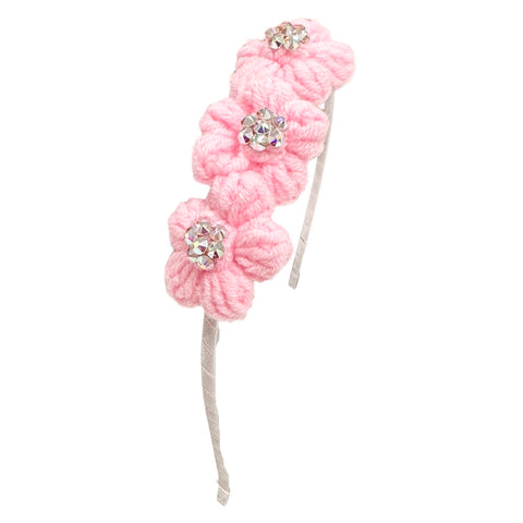 Bari Lynn Crystallized Crochet Triple Flower Headband - Pink, Bari Lynn, Bari Lynn, Bari Lynn Headband, Bari Lynn Headbands, Black, cf-type-headband, cf-vendor-bari-lynn, Crochet Flower, Crys