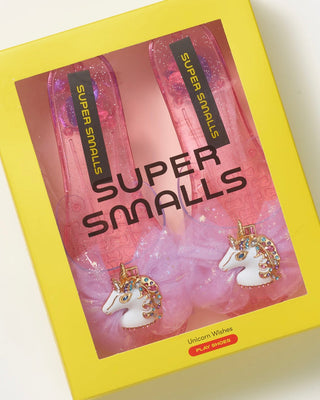 Super Smalls Unicorn Wishes Play Shoes featuring colorful unicorn and star design, perfect for kids' imaginative play.