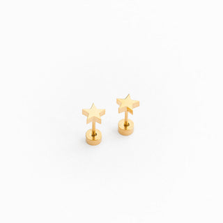 Pip Pop Post Earrings - Star
Gold star-shaped earrings on a white background