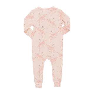 Pink Chicken Baby Girls Ruffle Bamboo Romper - Pink Ballerinas