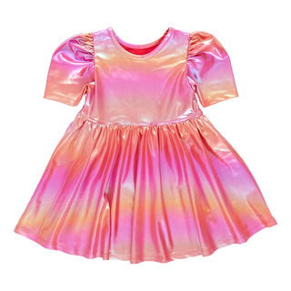 Pink Chicken Girls Lame Laurie Dress - Rainbow Pink Lame