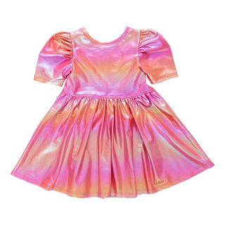 Pink Chicken Girls Lame Laurie Dress - Rainbow Pink Lame