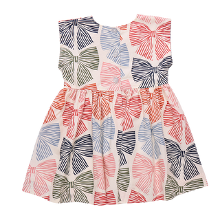 Pink Chicken Girls Adaline Dress - Multi Striped Bows Dress with bow pattern on a white background