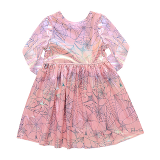 Pink Chicken Girls Lame Steph Dress - Pink Spider Web
Pink dress with spider web pattern on a white background