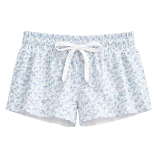 KatieJ NYC Tween Farrah Short in blue mini toile, casual denim shorts with a stylish fit, displayed on a neutral background.