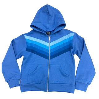 FBZ Blue Tonal Stripe Zip Up French Terry Hoodie