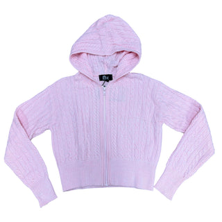 FBZ Cable Knit Zip Up Hoodie - Light Pink
