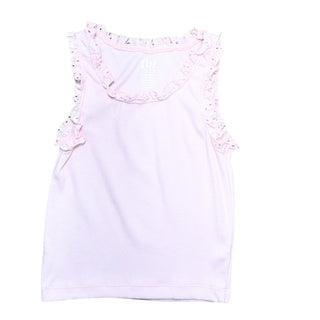 FBZ Eyelet Trim Tank - Light Pink
White tank top with ruffled trim on a white background
