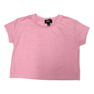 FBZ Pink Jersey Boxy Tee
A light pink short-sleeve crewneck t-shirt laid flat against a white background, featuring a black neck label with the brand name 'fix'.