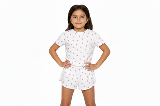 Flowers By Zoe, FBZ Neon Pink Strawberries on White Boxy Tee, Shirts & Tops - Basically Bows & Bowties