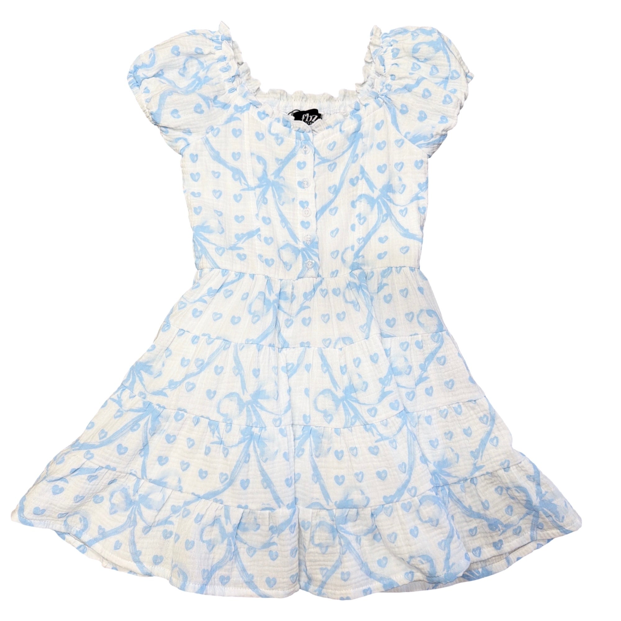 white dress with blue bows White Satin Navy Blue Bow Flower Girl Dress