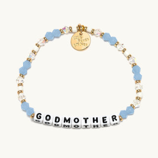 Little Words Project Bracelet - Godmother
Bracelet with 'GODMOTHER' beads on a white background