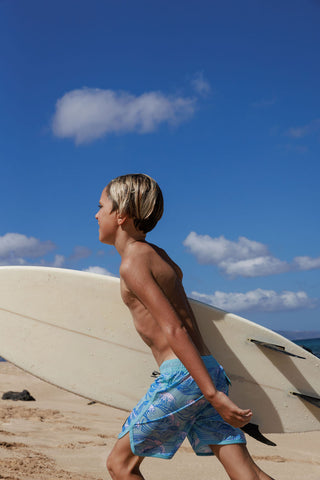 Feather 4 Arrow, Feather 4 Arrow Scallop Boardshort - Canal Blue, Swim Trunks - Basically Bows & Bowties