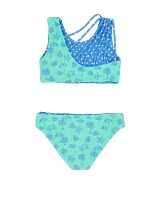 Feather 4 Arrow Aqua Crystal reversible summer sun bikini swimwear, featuring vibrant aqua crystal colors and adjustable straps.
