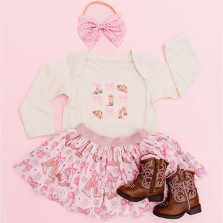 Sweet Wink, Sweet Wink Coquette Cowgirl Long Sleeve Bodysuit - Natural - Basically Bows & Bowties
