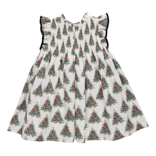 Pink Chicken Girls Stevie Dress - Vintage Trees
Dress with Christmas tree pattern on a white background