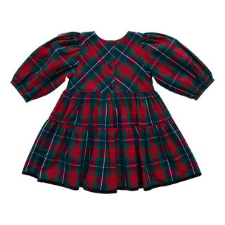 Pink Chicken Girls Maribelle Dress - Red Tartan
Red and green plaid dress with puff sleeves on a white background