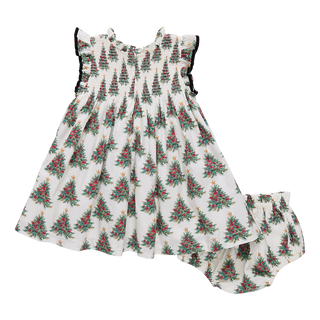 Pink Chicken Baby Girls Stevie Dress Set - Vintage Trees
Dress with Christmas tree pattern on a white background