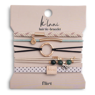 K'lani "Flirt" Polka Dot in Cream and Black Hair Tie Bracelets
