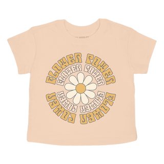 Tiny Whales Flower Power Girls Boxy Tee - Faded Pink